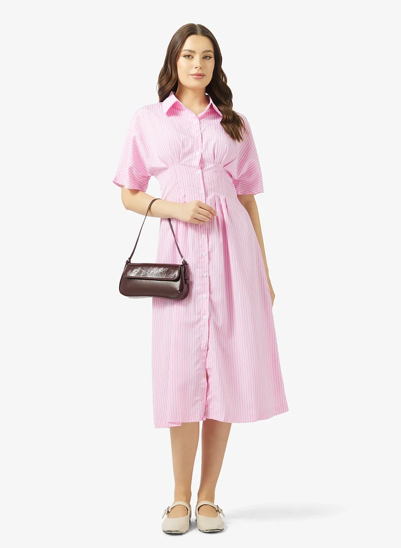 Ginger Button Up Pinstripe Shirt Dress